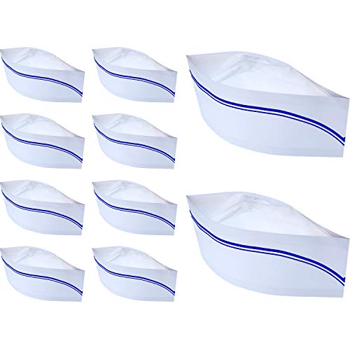 10-Pack Retro Soda Jerk Paper Hats with Red Strips for Theme Parties