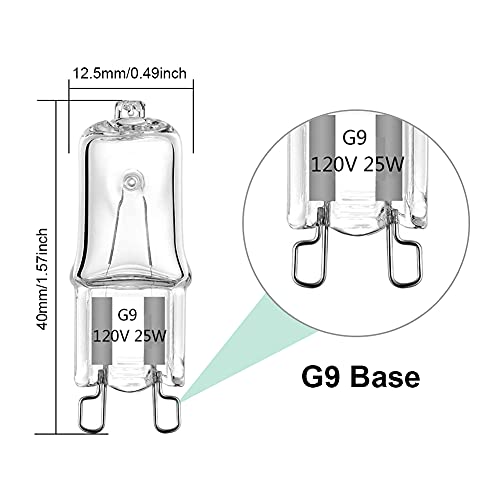 G9 Halogen Light Bulb 120V 25W for Microwave Oven - 4 Pack