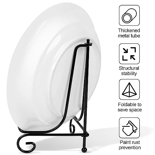 Metal Plate Stands for Display 6 Inch - 4 Pack Black Tabletop Easels