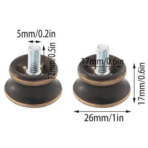 6PCS Brown Mushroom Curtain Rod End Caps, 5/8 Inch Diameter M5 Threaded