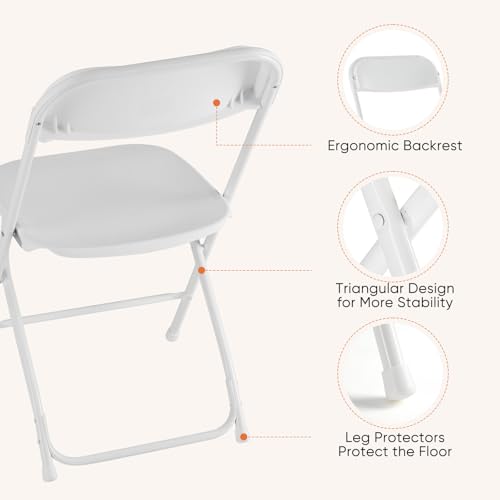 Folding Chairs Set of 4, Portable Stackable Steel Chair for Indoor Outdoor