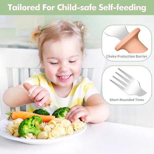 8-Piece Toddler Forks Set with Silicone Handles and Anti-Choke Design