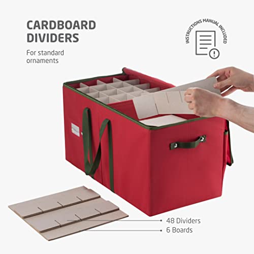 Large Christmas Ornament Storage Box with Dividers for 128 Ornaments