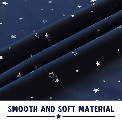 Blackout Star Print Kids Curtains, Thermal Insulated Window Drapes, 52x84