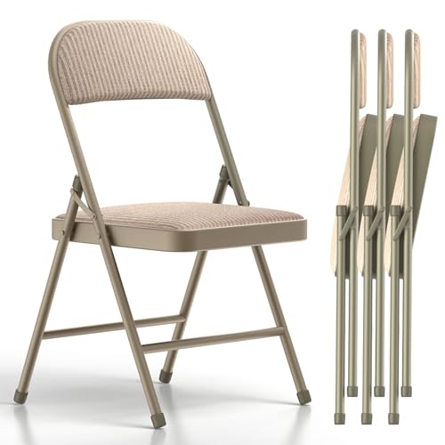 4-Pack Padded Folding Chairs, Fabric Upholstered Dining Chairs