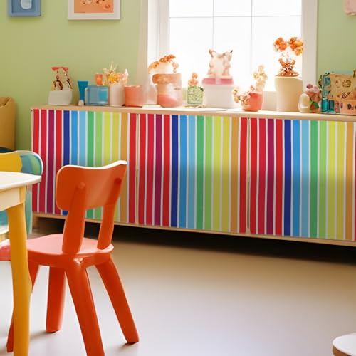 Rainbow Velvet Cabinet Curtains for Classroom Shelves - 6 Pack