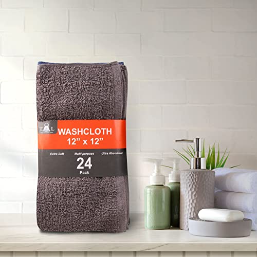 Multicolor 24 Pack Cotton Wash Cloths - Soft, Absorbent Face Towels for Home & Salon