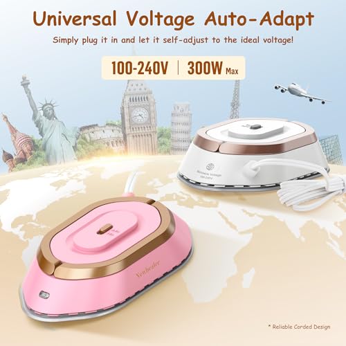 Newbealer Dual Voltage Travel Iron - 0.8lbs Lightweight Mini Dry Iron with Ceramic Soleplate