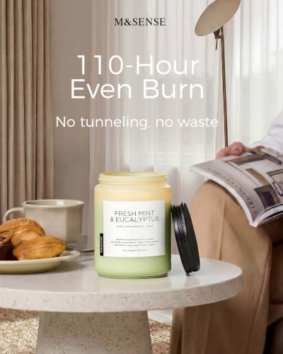 Eucalyptus & Mint Scented Jar Candle - 19.4oz Soy Wax, 110-Hour Burn