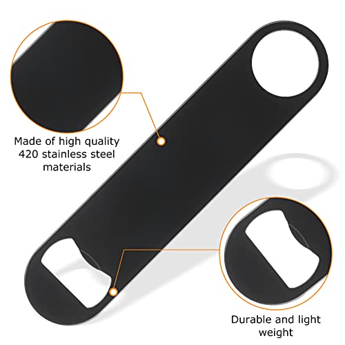 QTLCOHD 20-Pack Flat Stainless Steel Bottle Openers - Black, 7 Inch Bar Tool