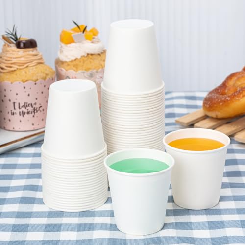 3 oz Disposable Paper Cups (100 Pack) - Small Bathroom & Tasting Cups