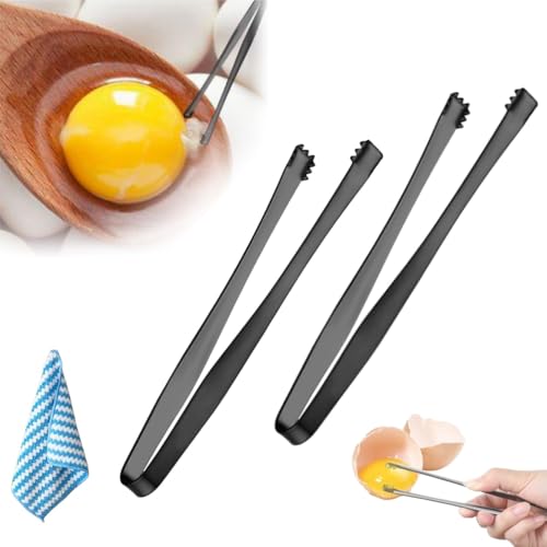 Elradin Black 2PCS Stainless Steel Egg Yolk Tongs Separator Kitchen Gadget