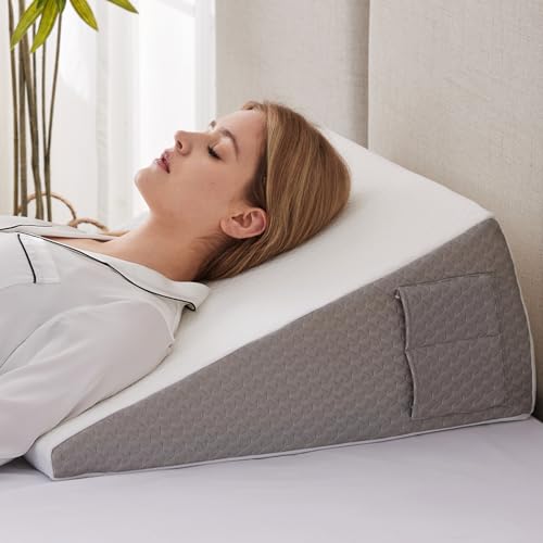 Ruqmuis 10" Bed Wedge Pillow for Acid Reflux, Snoring & Back Pain Relief