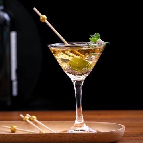 200 Pcs 4.7-Inch Bamboo Cocktail Picks with Gold Ball for Appetizers