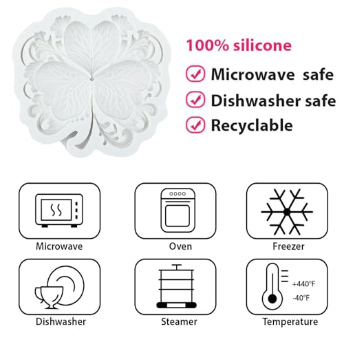 QDMOLDS Four Leaf Clover Silicone Mold for Cake Decorating, Style L