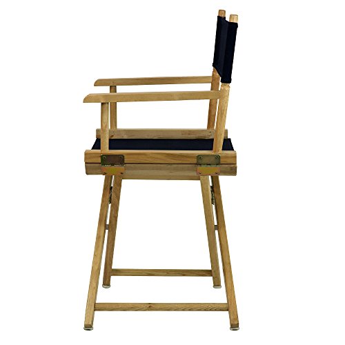 18-Inch Foldable Solid Wood Director's Chair with Navy Canvas