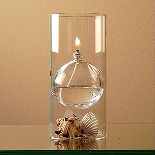 Refillable Glass Oil Candle Lantern - 6.5 in, Clear Finish, Adjustable Wick