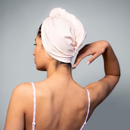KISMETICS 2-Pack Cotton Blend Hair Plopping Towels with Button - Sage & Pink