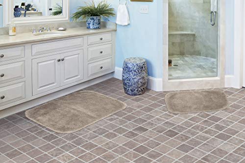 2-Piece Taupe Bath Rug Set, Ultra Plush Soft Non-Slip Washable Bathroom Mats