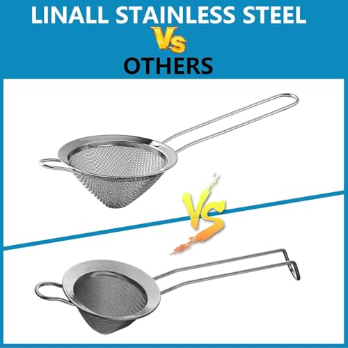 LINALL 2 Pack 3.5-Inch Stainless Steel Fine Mesh Cocktail Strainers for Bar and Bartender