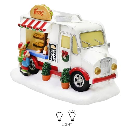 LED Lighted Christmas Village Taco Food Truck - Polyresin Holiday Decor