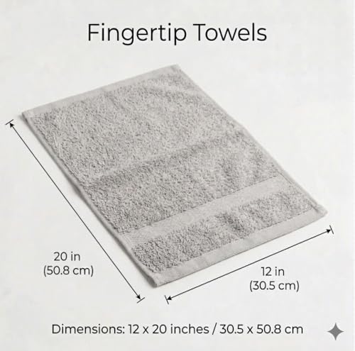 Luxury Turkish Cotton Fingertip Towels - Set of 2, 12x20 Inch, Light Grey