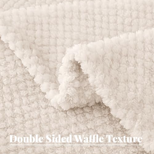 Whale Flotilla Queen Size Fleece Bed Blanket - Soft Ivory Jacquard 90x90
