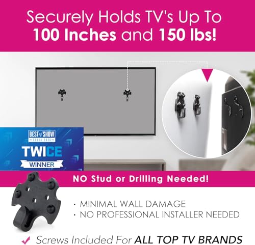 No Stud TV Wall Mount Heavy Duty Bracket for 19-100 Inch TVs - Holds 150 lbs