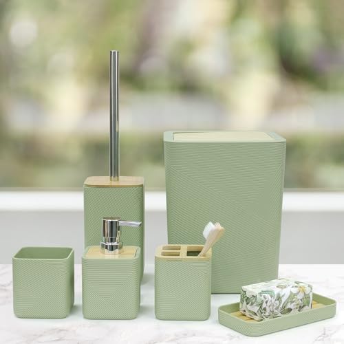 7-Piece Bathroom Accessory Set, Durable Plastic Vanity Organizer Kit