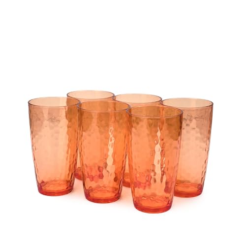 20 oz Acrylic Drinking Glasses - Set of 6 Shatterproof Stackable Tumblers
