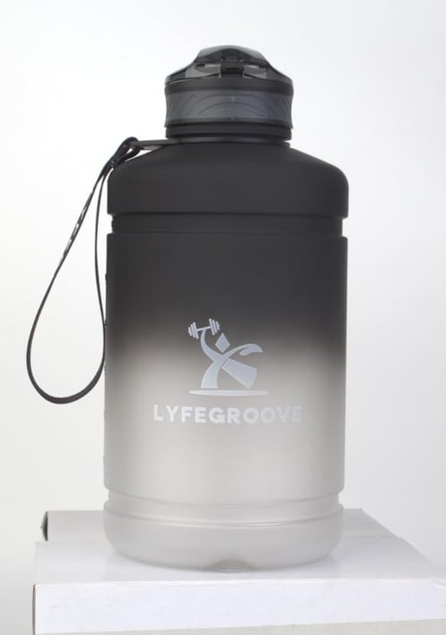 LyfeGroove 74 oz (2.2L) BPA-Free Tritan Water Bottle with Dual Direction Lid, Form Fitting Handle and Carrying Strap