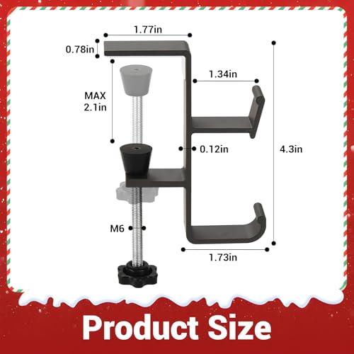 Popamaz 5 Pack Black Christmas Stocking & Garland Holders with 2 Hooks - Adjustable Fireplace Mantle Decor