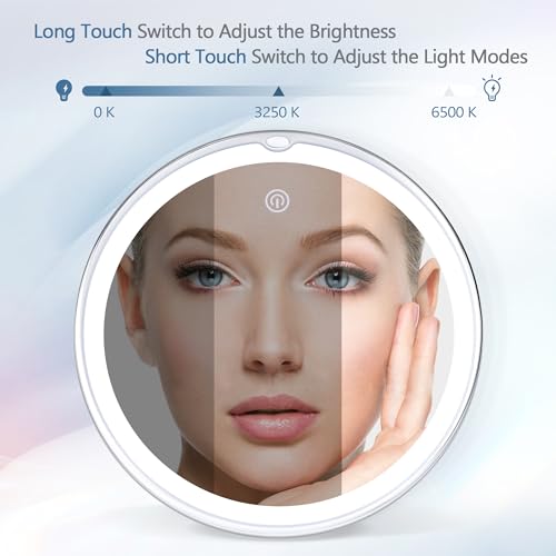 B Beauty Planet 30X Lighted Magnifying Makeup Mirror White-3AAA, 360° Swivel, Suction Cup