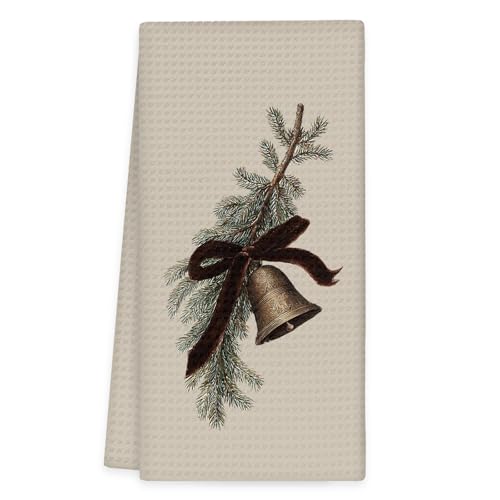 Oindade Bell Christmas Kitchen Towel 16x24in - Winter Pine Tree Hand Towel (Variation: Bell)