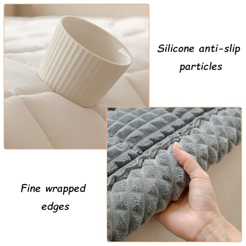 Quilted Loveseat Cover - Non-Slip Flannel Sofa Protector, 54"