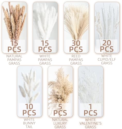 96Pcs Natural Dried Pampas Grass Bouquet for Boho Home & Wedding Decor