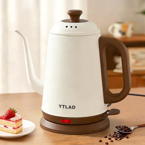 1L Gooseneck Electric Kettle, Stainless Steel Pour-Over Coffee Tea Pot