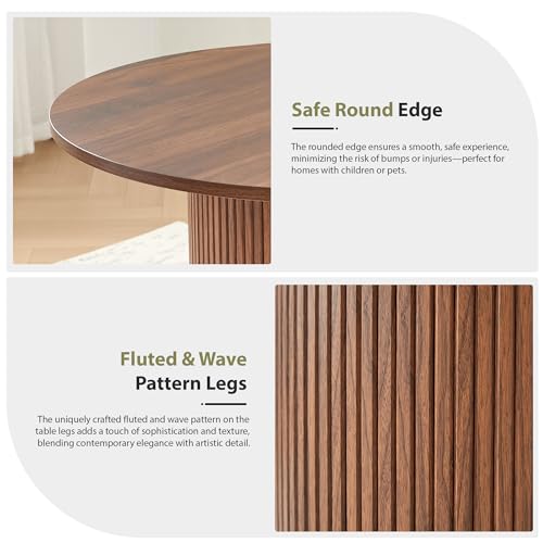 31.5-Inch Round Dining Table with Storage Shelf, Modern Farmhouse Kitchen Table