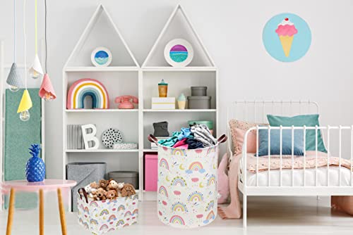 Collapsible Rainbow Laundry Basket - Large Fabric Hamper for Nursery & Toys