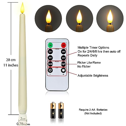 Homemory Ivory 24 Pcs Flameless Taper Candles with Remote & Timer - 11 Inch LED Candlesticks for Holiday Decor