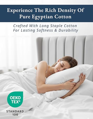 Lane Linen 100% Egyptian Cotton King Sheet Set - Silky Sateen 4-Piece, White