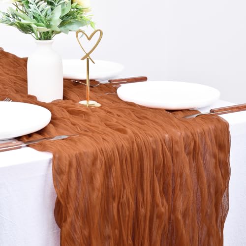 Terracotta Cheesecloth Table Runner 10ft x 3pcs - Fall Thanksgiving Wedding Decor