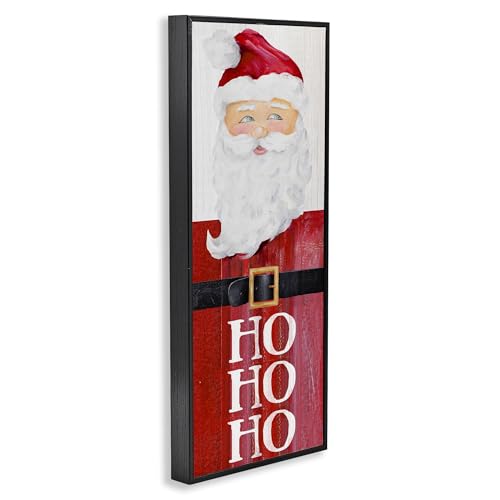 Santa Claus Rustic Red Suit Wall Art Framed 13x30 Inches by Lanie Loreth, Black Textured Variation
