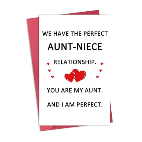 Aunt Birthday Card from Niece – Funny Christmas Card for Auntie, with Envelopes, Sdopbinbin