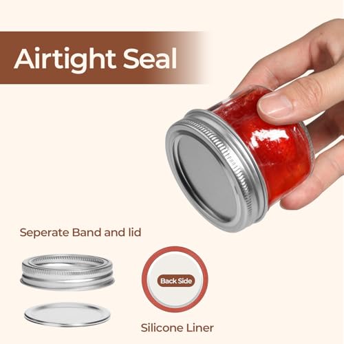 4 oz Mini Mason Jars with Lids - 8 Pack Small Glass Jars with Labels & Twine