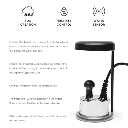 Ultrasonic Aquarium Mist Maker Kit with Splash Guard for Terrariums