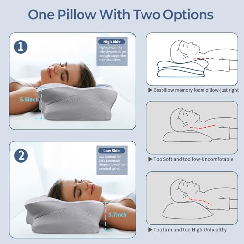 Cervical Pillow for Neck Pain Relief - Ergonomic Memory Foam Design
