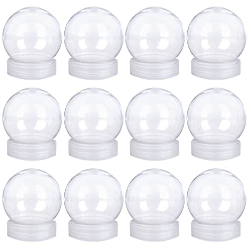 12-Pack Clear DIY Plastic Snow Globes (2.7 Inch) - Fillable Craft Water Globes