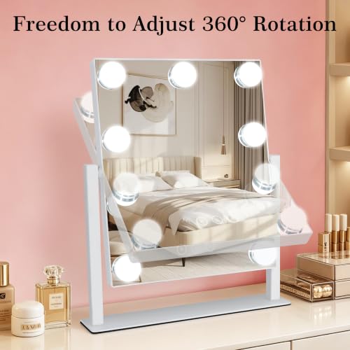 Kotdning Vanity Mirror with Lights,Lighted 9 Dimmable Bulbs for