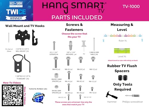 No Stud TV Wall Mount Heavy Duty Bracket for 19-100 Inch TVs - Holds 150 lbs